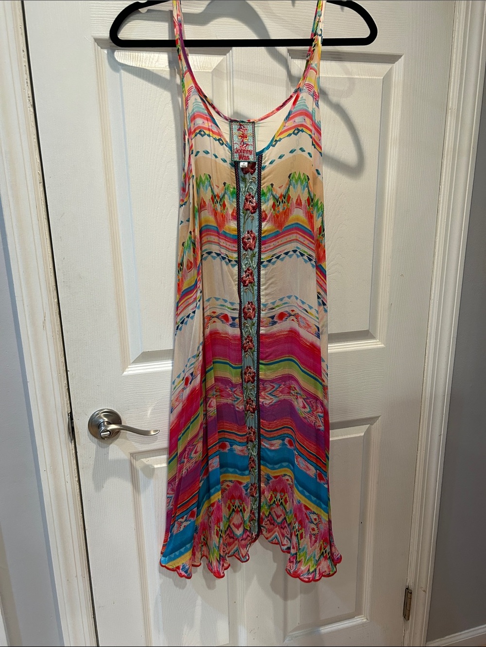 Johnny Was Multicolor Stripe & Wave Maxi Dress